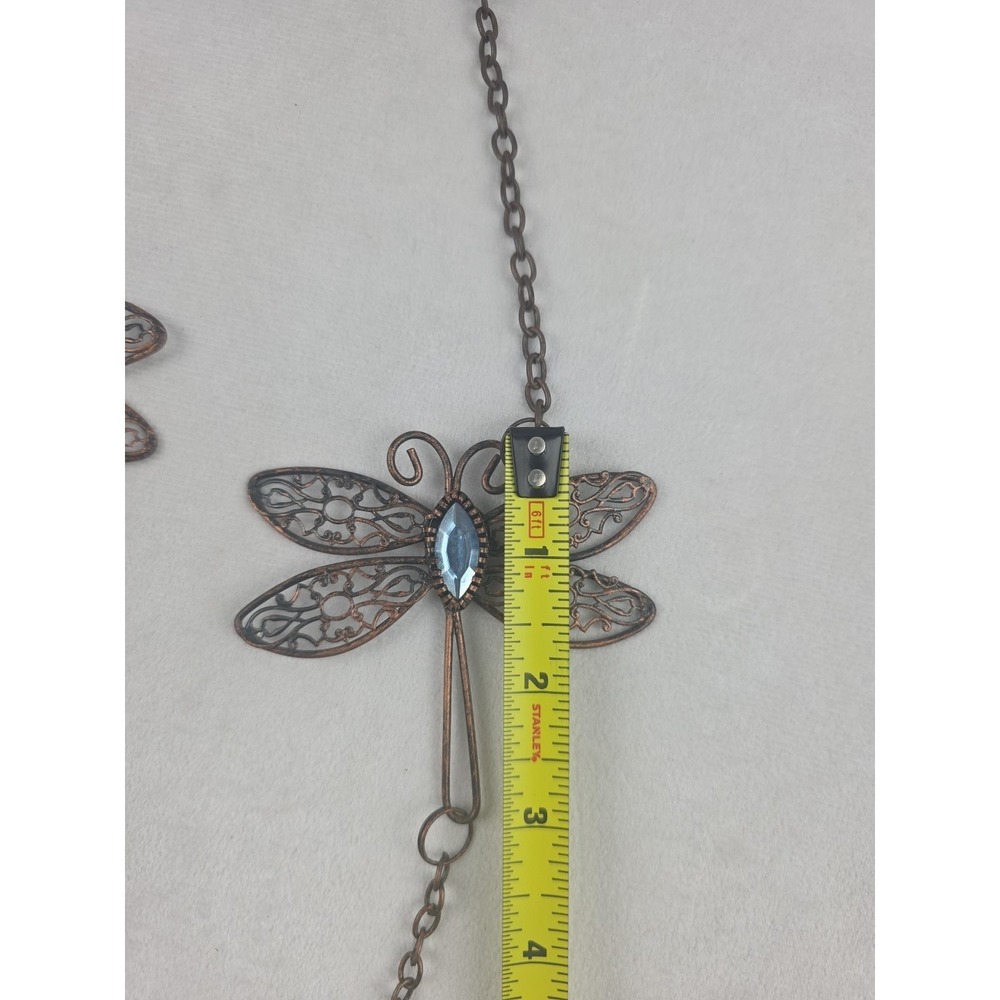 Copper Dragonfly Chain Metal Garden Ornament Windchime Outdoor Decor - Picture 4 of 6